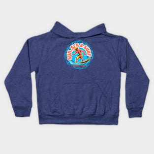 Vintage Sun, Sea & Surf Biarritz, France // Retro Surfing // Surfer Catching Waves Kids Hoodie